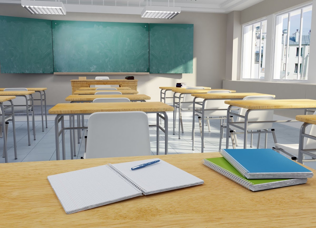 3D rendering of a school classroom